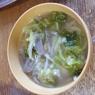 もやし白菜こんにゃくのスープ